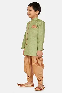 Trendy Cotton Blend Sherwani and Dhoti Set For Boys-thumb1