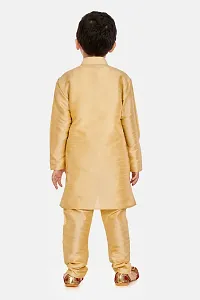 Boy's Gold Cotton Silk Kurta and Pyjama Set-thumb2