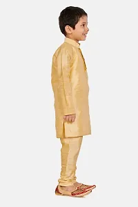 Boy's Gold Cotton Silk Kurta and Pyjama Set-thumb1
