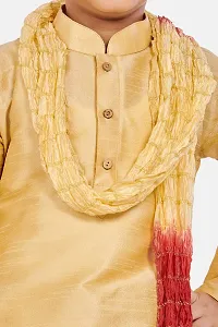 Boy's Gold  Cotton Silk Kurta, Pyjama  Dupatta Set-thumb3