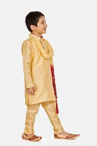 Boy's Gold  Cotton Silk Kurta, Pyjama  Dupatta Set-thumb1