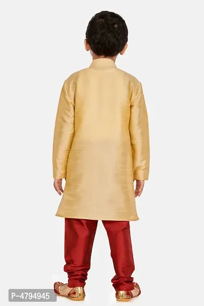 Boy's Gold  Cotton Silk Kurta and Pyjama Set-thumb3