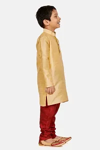 Boy's Gold  Cotton Silk Kurta and Pyjama Set-thumb1
