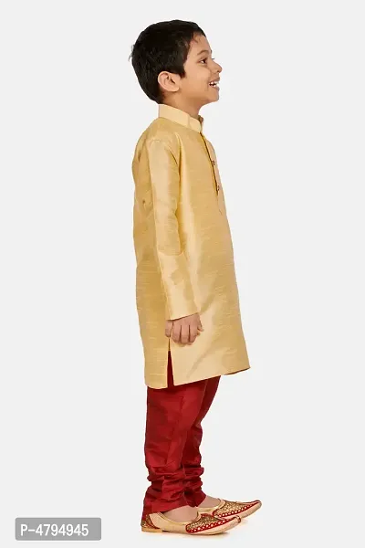 Boy's Gold  Cotton Silk Kurta and Pyjama Set-thumb2
