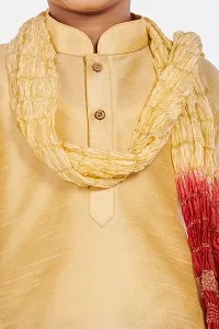 Boy's Gold Cotton Silk Kurta, Pyjama  Dupatta Set-thumb3