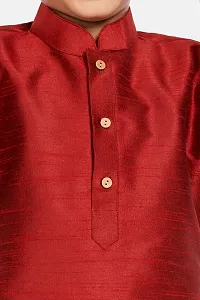 Boy's Maroon Cotton Silk Kurta, Pyjama  Dupatta Set-thumb3