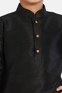 Boy's Black Cotton Silk Kurta and Pyjama Set-thumb3