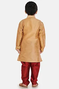 Boy's Rose Gold Cotton Silk Kurta and Pyjama Set-thumb2
