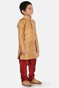 Boy's Rose Gold Cotton Silk Kurta and Pyjama Set-thumb1