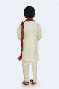Boy's White Cotton Silk Kurta, Pyjama  Dupatta Set-thumb2