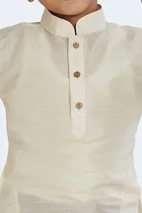 Boy's White Cotton Silk Kurta, Pyjama  Dupatta Set-thumb3