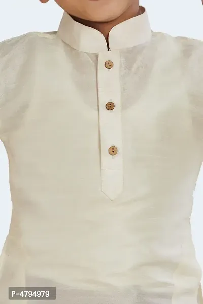 Boy's White Cotton Silk Kurta, Pyjama  Dupatta Set-thumb4
