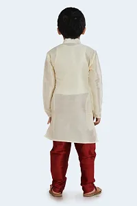Boy's White Cotton Silk Kurta and Pyjama Set-thumb2