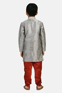 Stylish Grey Cotton Silk Kurta and Pyjama Set-thumb2