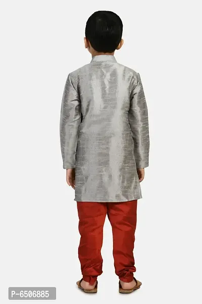 Stylish Grey Cotton Silk Kurta and Pyjama Set-thumb3
