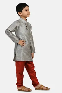Stylish Grey Cotton Silk Kurta and Pyjama Set-thumb1