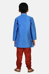 Just Creation Boys Blue Cotton Blend Kurta and Pyjama Set-thumb2