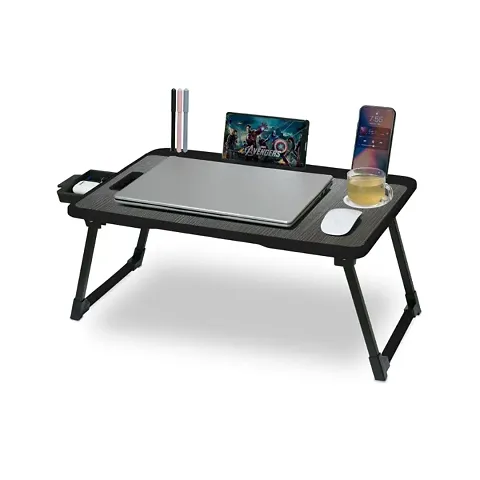 Kitchoff Multipurpose Foldable Laptop Table with Cup Holder | Drawer | Mac Holder | Table Holder Study Table, Breakfast Table, Foldable and Portable Laptop Table