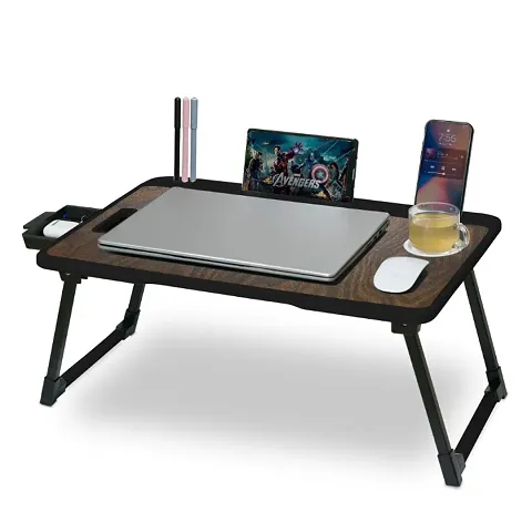 Kitchoff Multipurpose Foldable Laptop Table with Cup Holder | Drawer | Mac Holder | Table Holder Study Table, Breakfast Table, Foldable and Portable Laptop Table