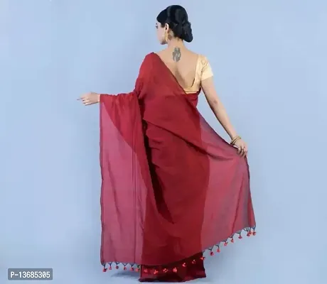 Women's Cotton Blended slap khadi Saree for Women (merun)-thumb4