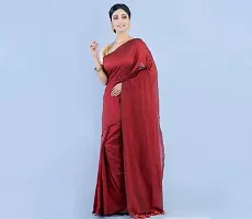 Women's Cotton Blended slap khadi Saree for Women (merun)-thumb1