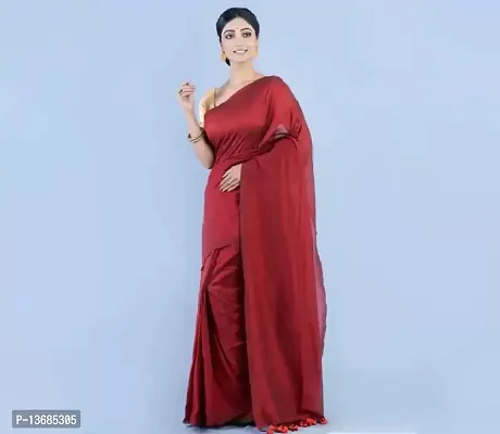 Women's Cotton Blended slap khadi Saree for Women (merun)-thumb2