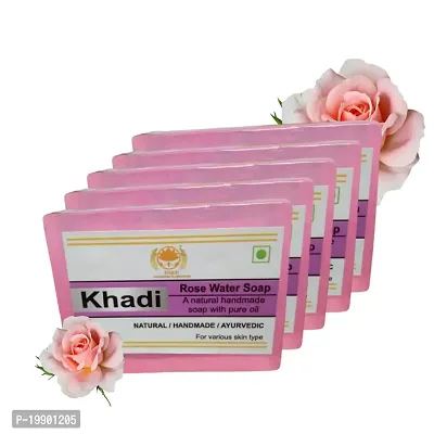 Best Khadi Ayurvedic Rose Water Soap pack of 5-thumb0
