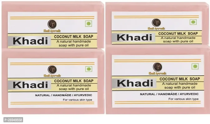 Natural  Ayurvedic Khadi Coconut Milk Honey Soap Pack Of 4