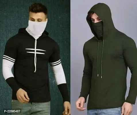 Reliable Multicoloured Cotton Solid Hooded Tees For Men