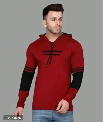 Reliable Cotton Solid Hooded Tees For Men-thumb0