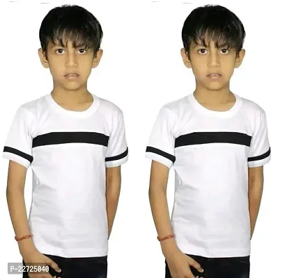 Elegant Cotton Self Pattern Round Neck T-Shirts For Boys- Pack Of 2