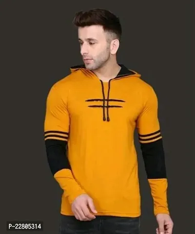 Reliable Multicoloured Cotton Solid Hooded Tees For Men-thumb0