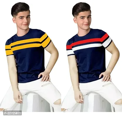 Elegant Cotton Self Pattern Round Neck T-Shirts For Boys- Pack Of 2-thumb0