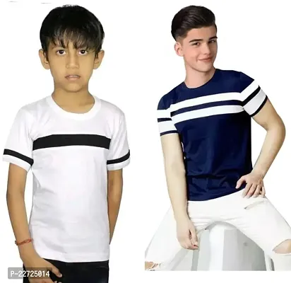 Elegant Cotton Self Pattern Round Neck T-Shirts For Boys- Pack Of 2-thumb0