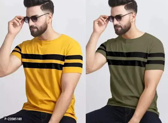 Reliable Multicoloured Cotton Solid Round Neck Tees For Men-thumb0