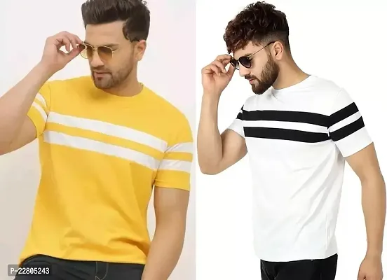 Reliable Multicoloured Cotton Solid Round Neck Tees For Men-thumb0