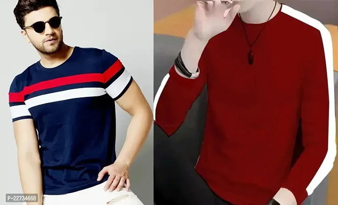 Reliable Cotton Solid Round Neck Tees For Men-thumb0