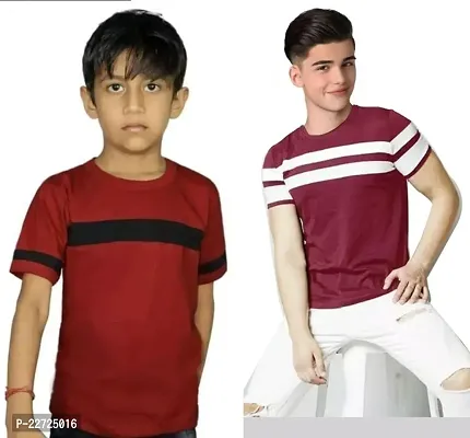 Elegant Cotton Self Pattern Round Neck T-Shirts For Boys- Pack Of 2-thumb0