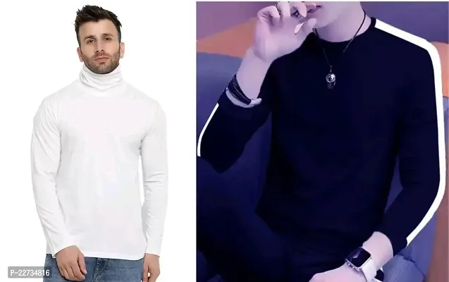 Reliable Cotton Solid Round Neck Tees For Men-thumb0