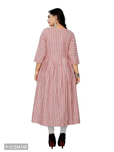 Beautiful A-Line Pink Printed Cotton Kurta For Women-thumb2