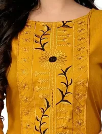 Beautiful A-Line Yellow Printed Cotton Kurta For Women-thumb2