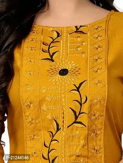 Beautiful A-Line Yellow Printed Cotton Kurta For Women-thumb3