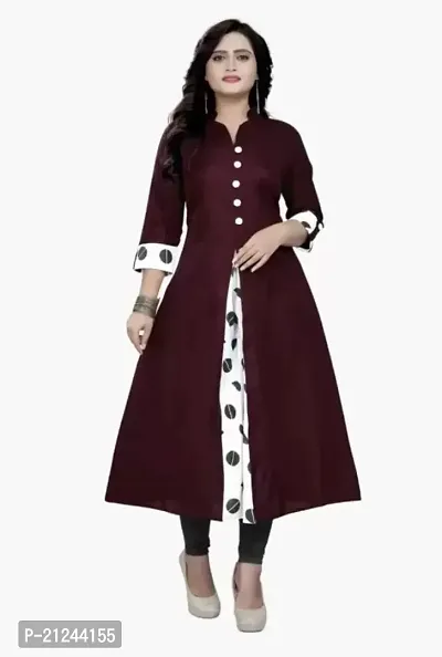 Beautiful A-Line Maroon Printed Cotton Kurta For Women-thumb0