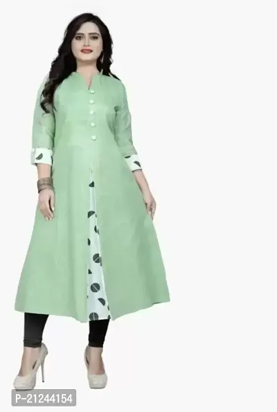 Beautiful A-Line Green Printed Cotton Kurta For Women-thumb0