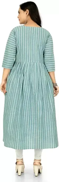 Beautiful A-Line Blue Printed Cotton Kurta For Women-thumb1