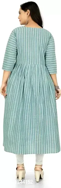 Beautiful A-Line Blue Printed Cotton Kurta For Women-thumb2