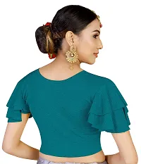 Lady Bloom Woman's Stretchy Ruffle Sleeve Blouse - Stylish and Comfortable Top for All Occasions (30, Sky Blue)-thumb3