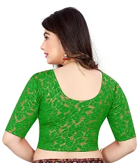 Lady Bloom Round Neck Elbow Sleeve Foil Printed Fancy Woman Blouse (36, Green)-thumb2