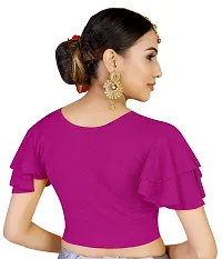 Lady Bloom Woman's Stretchy Ruffle Sleeve Blouse - Stylish and Comfortable Top for All Occasions (32, Pink)-thumb3