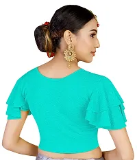 Lady Bloom Woman's Stretchy Ruffle Sleeve Blouse - Stylish and Comfortable Top for All Occasions (38, SEA Green)-thumb3